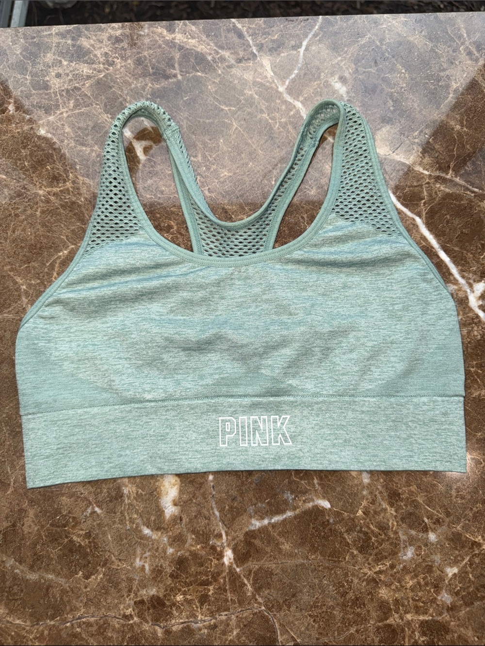 PINK Victoria's Secret Light Sage Mesh Racerback Sports Bra
